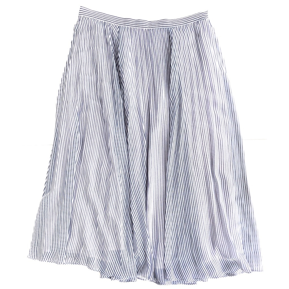 Anthropologie Maeve Striped Blue White Skirt Sz L